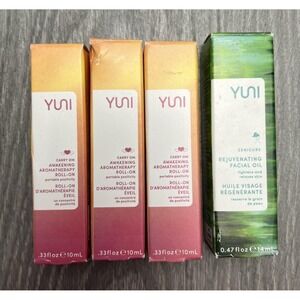 YUNI Carry Om Aromatherapy Roll-On 3x .33oz + Zenicure Facial Oil Lot Set